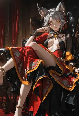 Regal Kitsune Queen on Her Throne