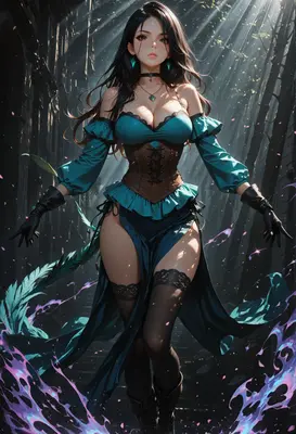 Enchantress in the Shadowed Forest