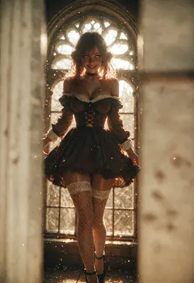 Ethereal Maiden in Sunlit Ruins