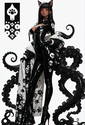 Gothic Cat Girl with Tentacles