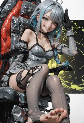 Cybernetic Beauty in Latex Chair