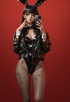 Edgy Bunny Girl Mirror Selfie