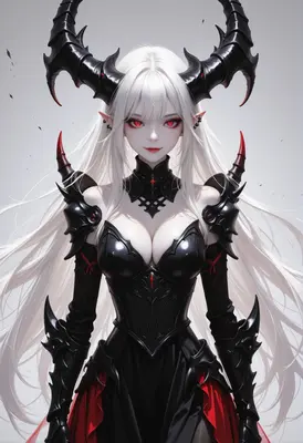 Elegant Demon Queen in Black Armor