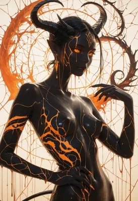 Obsidian Demon with Molten Gold Veins
