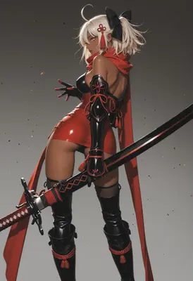 Crimson Blade Warrior in Latex