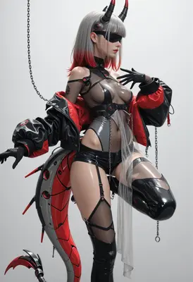 Cybernetic Demon Girl in Tactical Gear