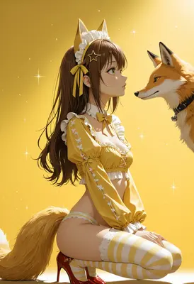 Golden Fox Girl and Her Companion