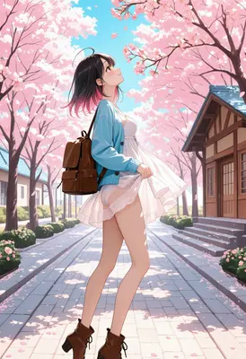 Spring Stroll Under Cherry Blossoms