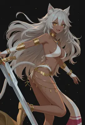 Warrior Cat Girl with Golden Armor