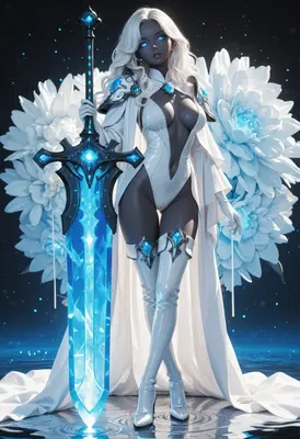 Celestial Guardian with Glowing Crystal Blade