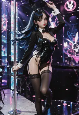 Neon Nightclub Bunny Girl Performance