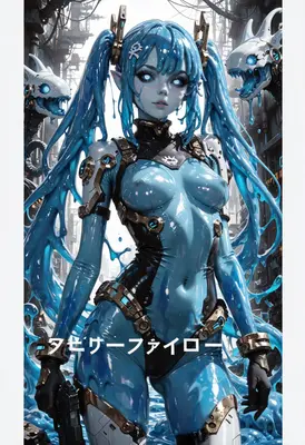 Cybernetic Slime Android in Urban Ruins