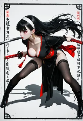 Dual Wielding Samurai Maiden in Red