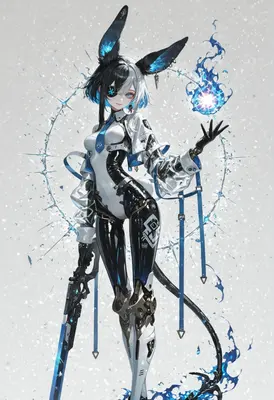 Cybernetic Bunny Girl With Blue Energy