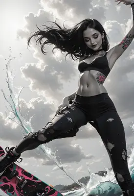 Skater Girl Riding The Storm