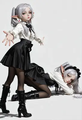 Dual Elf Maidens in Monochromatic Style