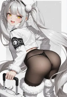 Silver Haired Traveler in Sheer Tights