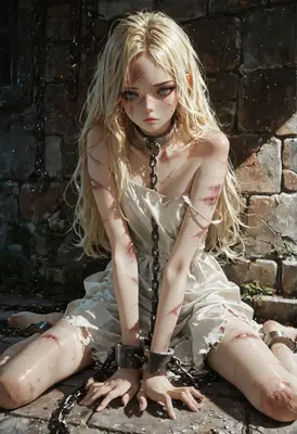 Scarred Captive in Iron Chains