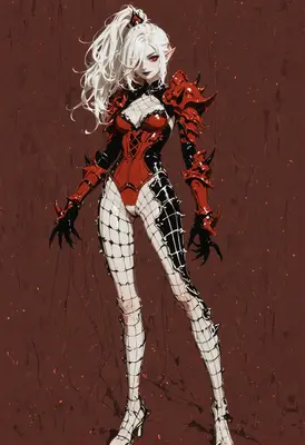 Vampiric Elf Warrior in Crimson Armor