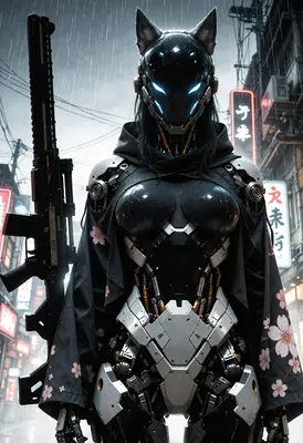 Cybernetic Kitsune Street Warrior