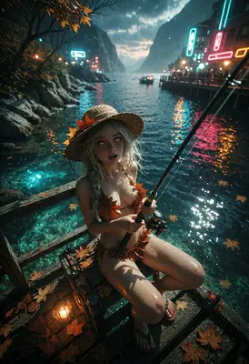 Autumn Leaf Fishing at Twilight