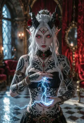 Gothic Demon Queen With Lightning Magic