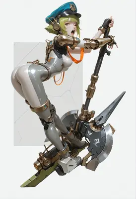 Cybernetic Soldier with Heavy Battle Axe