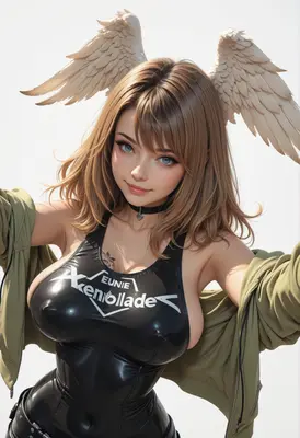 Winged Angel in Tight Latex
