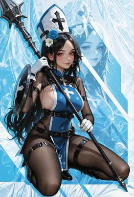Blue Cleric Knight with Sacred Staff