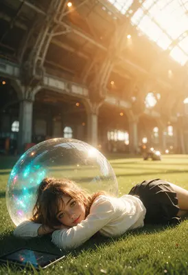Girl Resting Beside A Glowing Orb