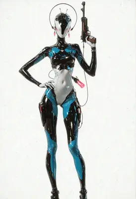 Sleek Cybernetic Soldier with Blaster
