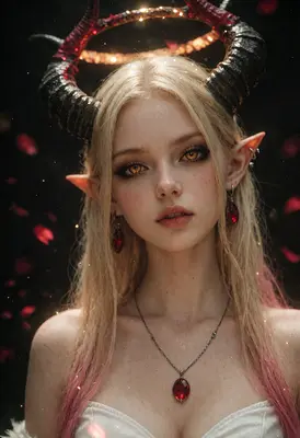Ethereal Demon Maiden with Glowing Halo
