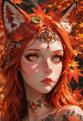 Autumn Spirit with Golden Fox Eyes
