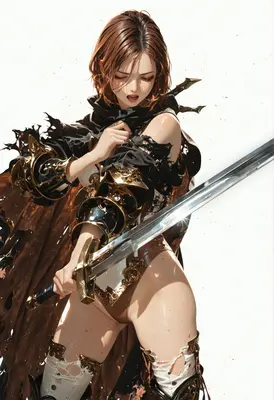 Battle Worn Warrior with Golden Armor