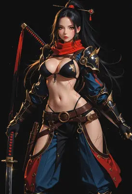 Scarred Samurai Warrior in Tactical Armor