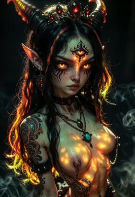 Ethereal Demon Queen with Glowing Markings