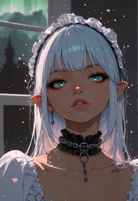 Ethereal Maid with Glowing Green Eyes