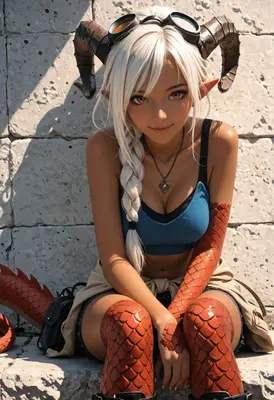 Dragon Girl with Ram Horns