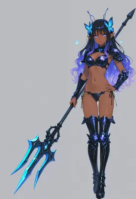 Butterfly Warrior with Glowing Trident