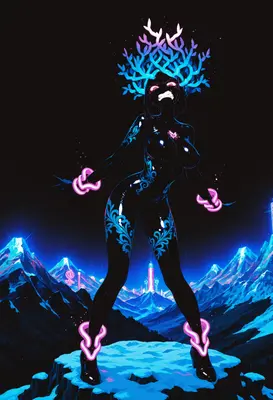 Neon Goddess of the Frozen Peaks