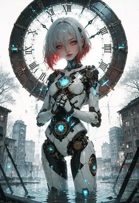 Clockwork Android in a Dystopian City