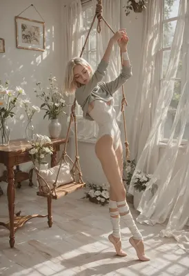 Ethereal Blonde Ballerina by the Window