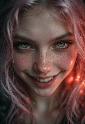 Enigmatic Gaze of Pink Hair