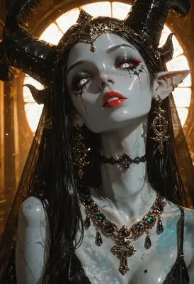 Gothic Demon Queen in Golden Light