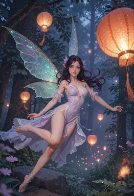 Enchanted Fairy in the Lantern Forest