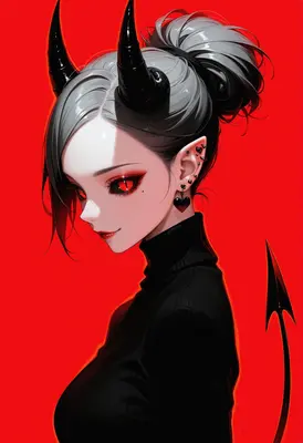 Sultry Demon Girl in Black