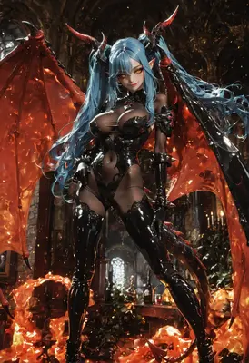 Fiery Succubus Queen in Dark Cathedral
