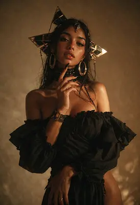 Ethereal Goddess with Golden Celestial Crown