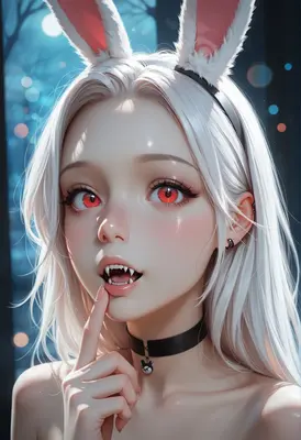 Enigmatic White Haired Bunny Girl