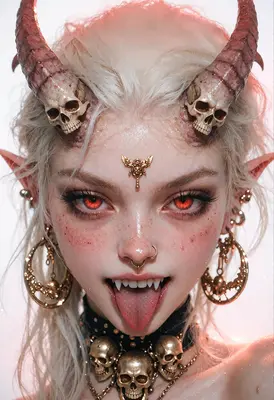 Fiendish Demon with Skull Horns